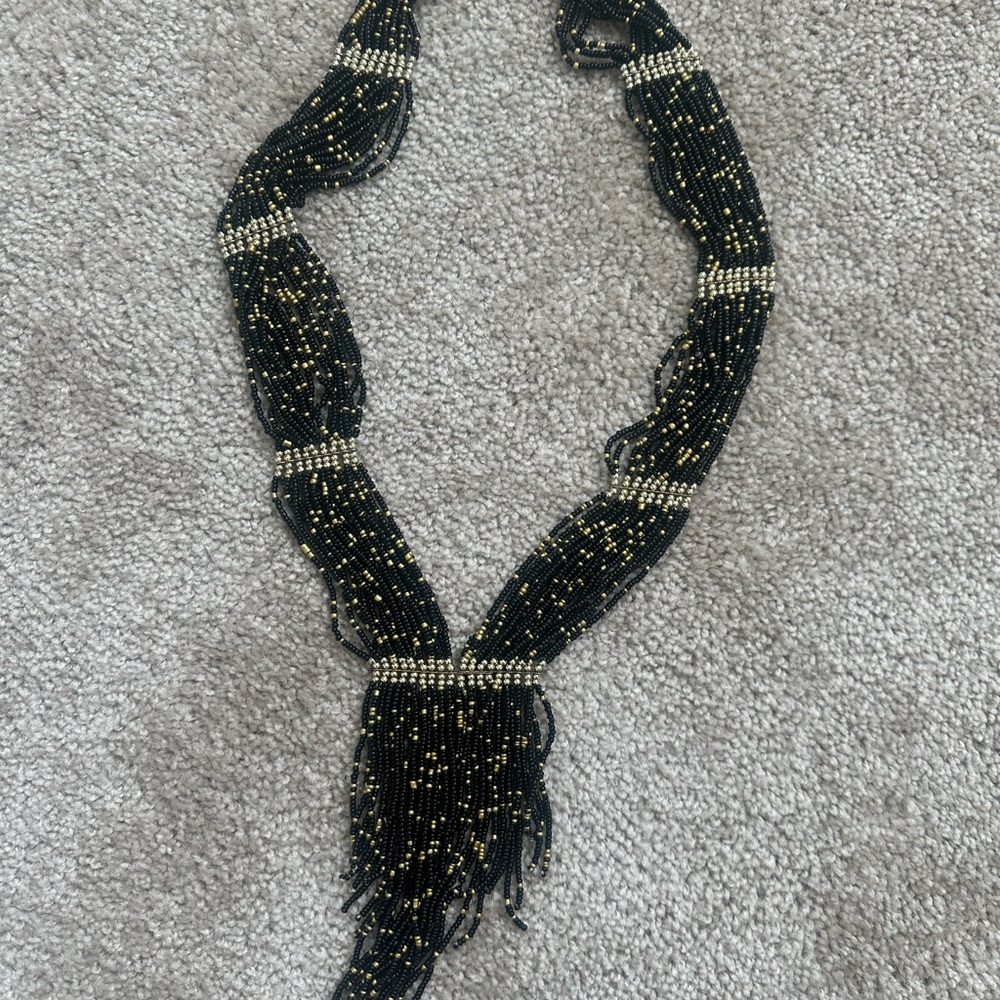 Nordstrom Black and Gold Beaded Necklace